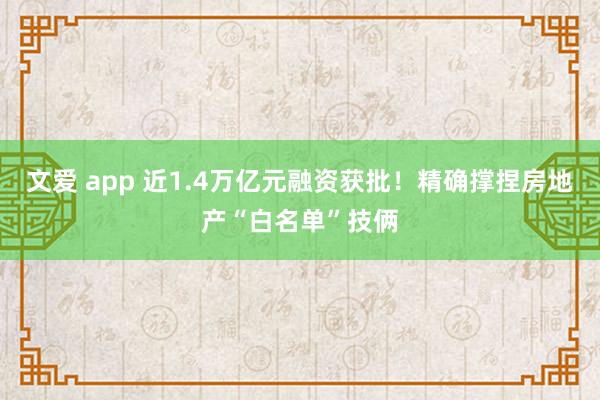 文爱 app 近1.4万亿元融资获批！精确撑捏房地产“白名单”技俩