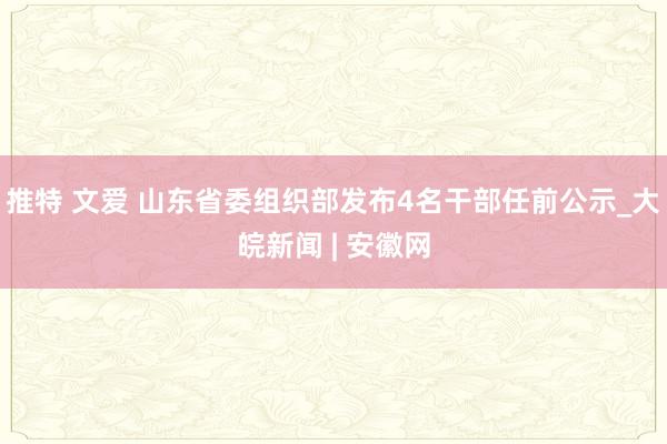 推特 文爱 山东省委组织部发布4名干部任前公示_大皖新闻 | 安徽网