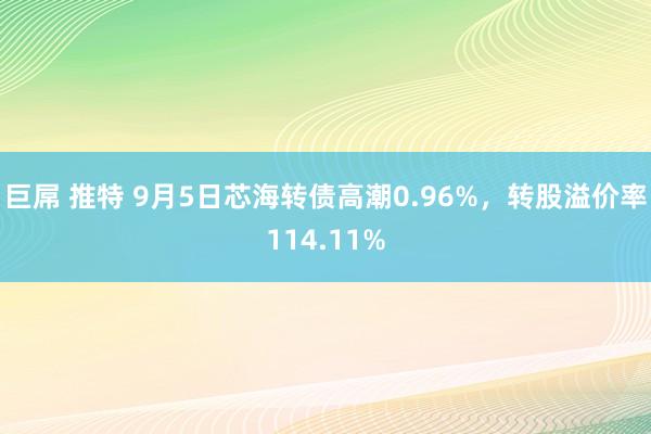 巨屌 推特 9月5日芯海转债高潮0.96%，转股溢价率114.11%