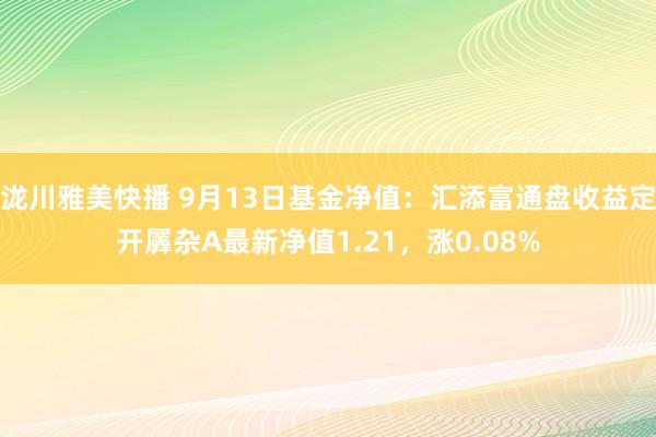 泷川雅美快播 9月13日基金净值：汇添富通盘收益定开羼杂A最新净值1.21，涨0.08%