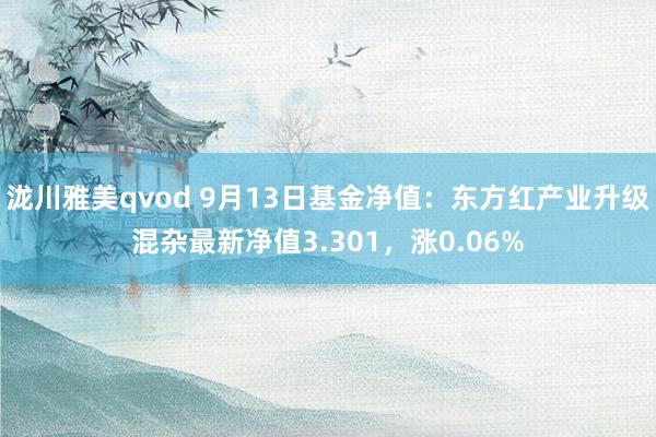 泷川雅美qvod 9月13日基金净值：东方红产业升级混杂最新净值3.301，涨0.06%