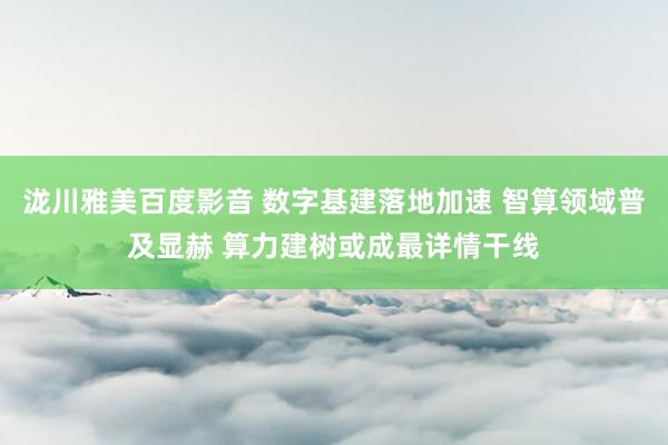 泷川雅美百度影音 数字基建落地加速 智算领域普及显赫 算力建树或成最详情干线