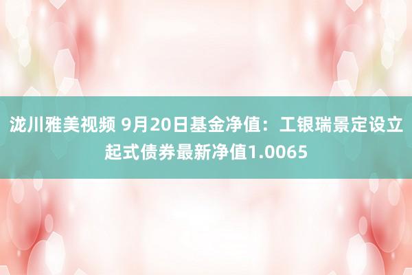 泷川雅美视频 9月20日基金净值：工银瑞景定设立起式债券最新净值1.0065