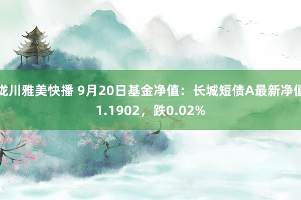 泷川雅美快播 9月20日基金净值：长城短债A最新净值1.1902，跌0.02%