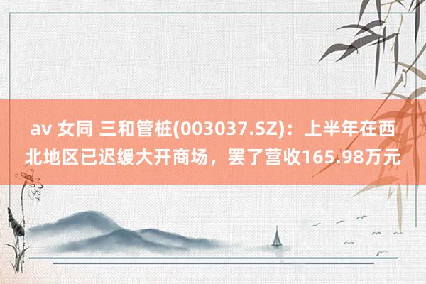 av 女同 三和管桩(003037.SZ)：上半年在西北地区已迟缓大开商场，罢了营收165.98万元