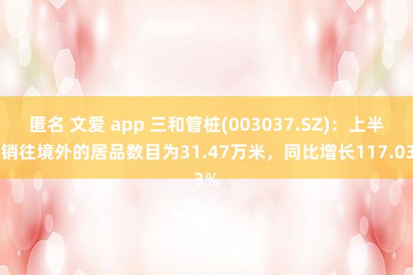 匿名 文爱 app 三和管桩(003037.SZ)：上半年销往境外的居品数目为31.47万米，同比增长117.03%