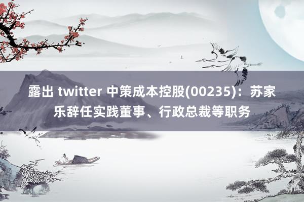 露出 twitter 中策成本控股(00235)：苏家乐辞任实践董事、行政总裁等职务