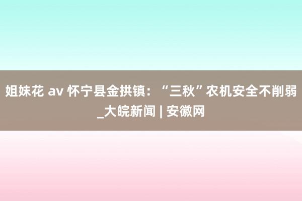 姐妹花 av 怀宁县金拱镇：“三秋”农机安全不削弱_大皖新闻 | 安徽网