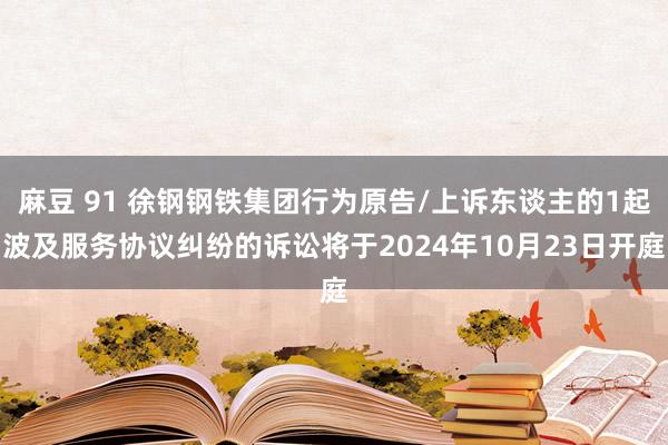 麻豆 91 徐钢钢铁集团行为原告/上诉东谈主的1起波及服务协议纠纷的诉讼将于2024年10月23日开庭