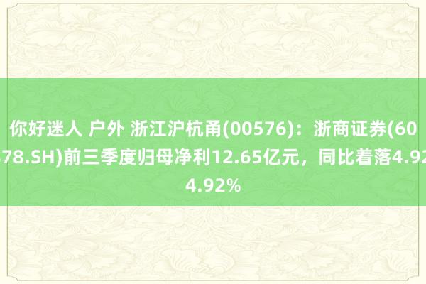 你好迷人 户外 浙江沪杭甬(00576)：浙商证券(601878.SH)前三季度归母净利12.65亿元，同比着落4.92%