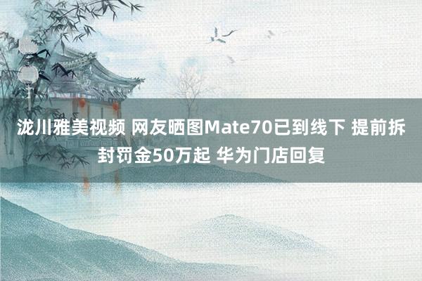 泷川雅美视频 网友晒图Mate70已到线下 提前拆封罚金50万起 华为门店回复