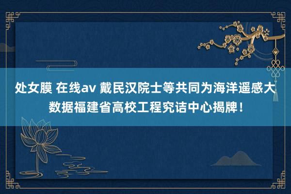 处女膜 在线av 戴民汉院士等共同为海洋遥感大数据福建省高校工程究诘中心揭牌！