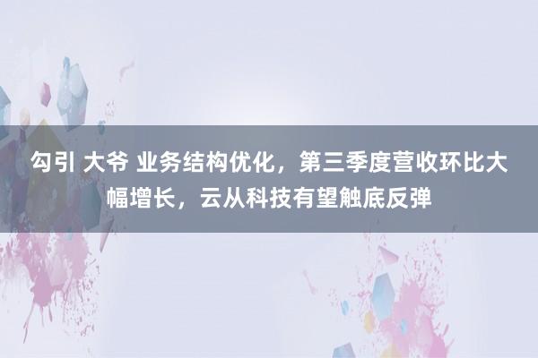 勾引 大爷 业务结构优化，第三季度营收环比大幅增长，云从科技有望触底反弹