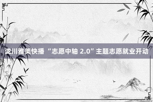 泷川雅美快播 “志愿中轴 2.0”主题志愿就业开动