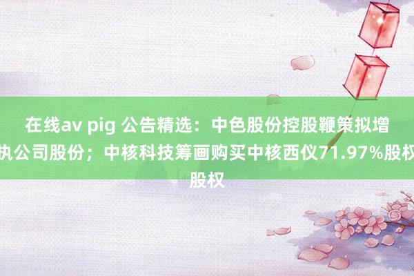 在线av pig 公告精选：中色股份控股鞭策拟增执公司股份；中核科技筹画购买中核西仪71.97%股权