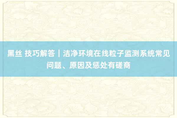 黑丝 技巧解答｜洁净环境在线粒子监测系统常见问题、原因及惩处有磋商