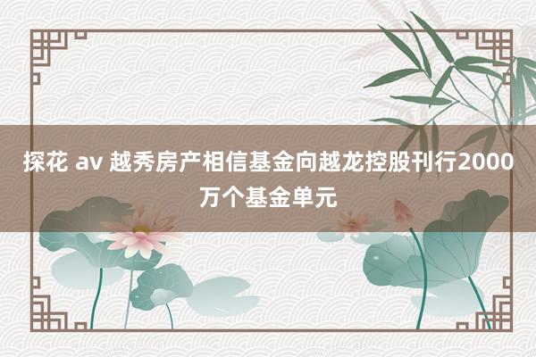 探花 av 越秀房产相信基金向越龙控股刊行2000万个基金单元