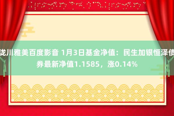 泷川雅美百度影音 1月3日基金净值：民生加银恒泽债券最新净值1.1585，涨0.14%