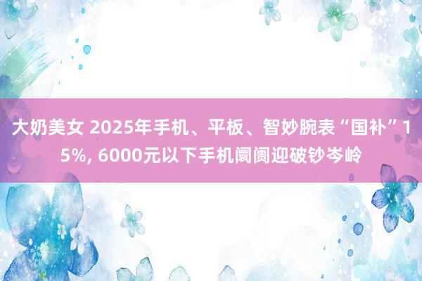 大奶美女 2025年手机、平板、智妙腕表“国补”15%， 6000元以下手机阛阓迎破钞岑岭