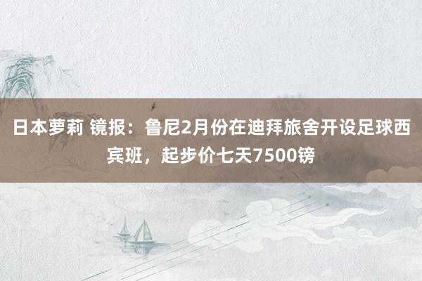 日本萝莉 镜报：鲁尼2月份在迪拜旅舍开设足球西宾班，起步价七天7500镑