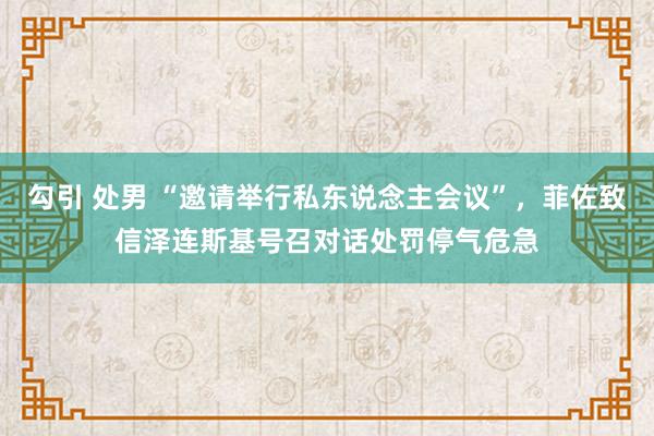 勾引 处男 “邀请举行私东说念主会议”，菲佐致信泽连斯基号召对话处罚停气危急